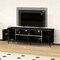 Black Faux Marble TV Stand with Gold Edges, Storage Cabinets and Adjustable Shelves